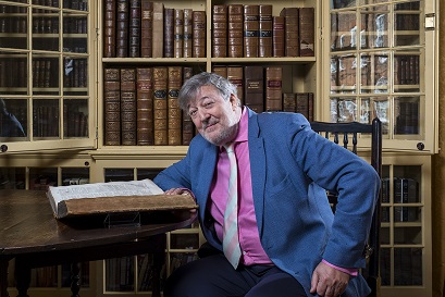 Patron oStephen Fry in the Library of Dr Johnson's House